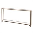 SEI Furniture Bergen Narrow Metal Console in Gold with White Glass