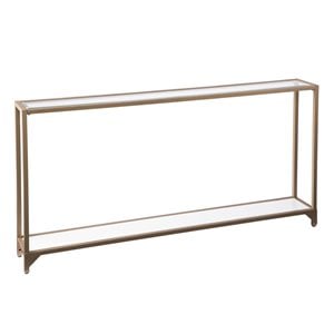 SEI Furniture Bergen Narrow Metal Console in Gold with White Glass