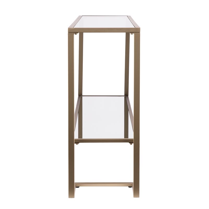 Southern Enterprises Horten Narrow Mirrored Shelf Console in Gold