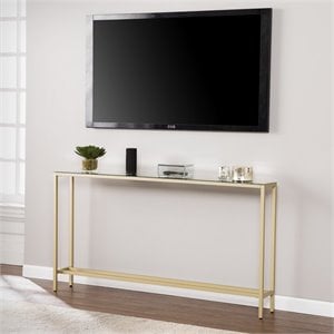 SEI Furniture Darrin Narrow Mirror Top Console Table in Gold