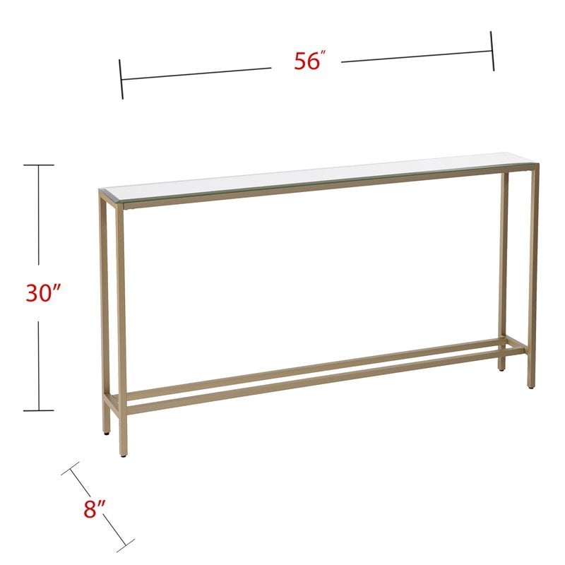 SEI Furniture Darrin Narrow Mirror Top Console Table in Gold