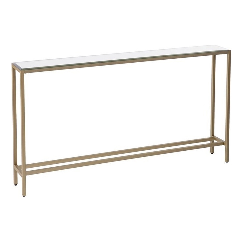 SEI Furniture Darrin Narrow Mirror Top Console Table in Gold