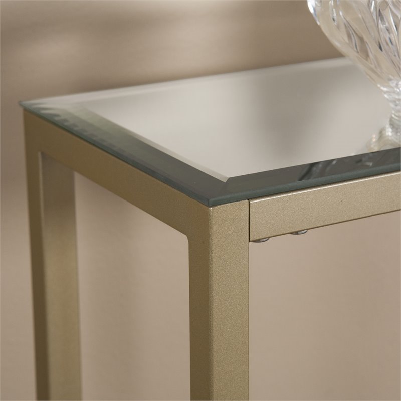 SEI Furniture Darrin Mesa consola estrecha con parte superior de espejo, 56  pulgadas, dorado metálico