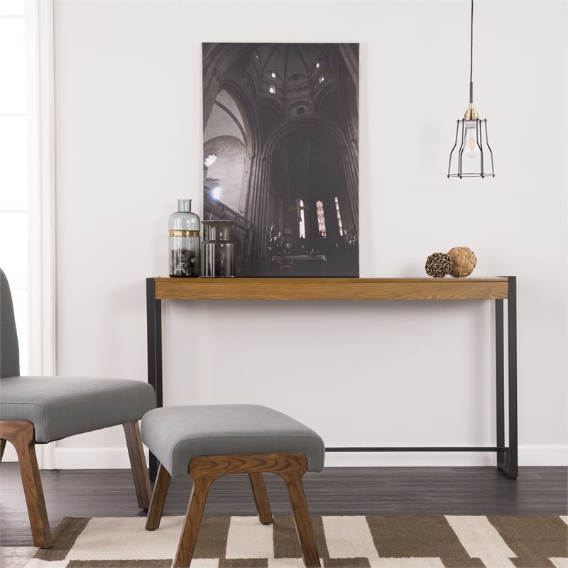 Holly and Martin Macen Transitional Console in Weathered Gray Oak and Black