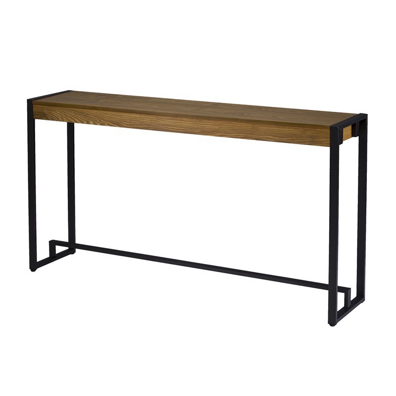 Holly and Martin Macen Transitional Console in Weathered Gray Oak and Black
