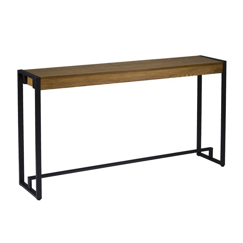 Holly and Martin Macen Transitional Console in Weathered Gray Oak and Black