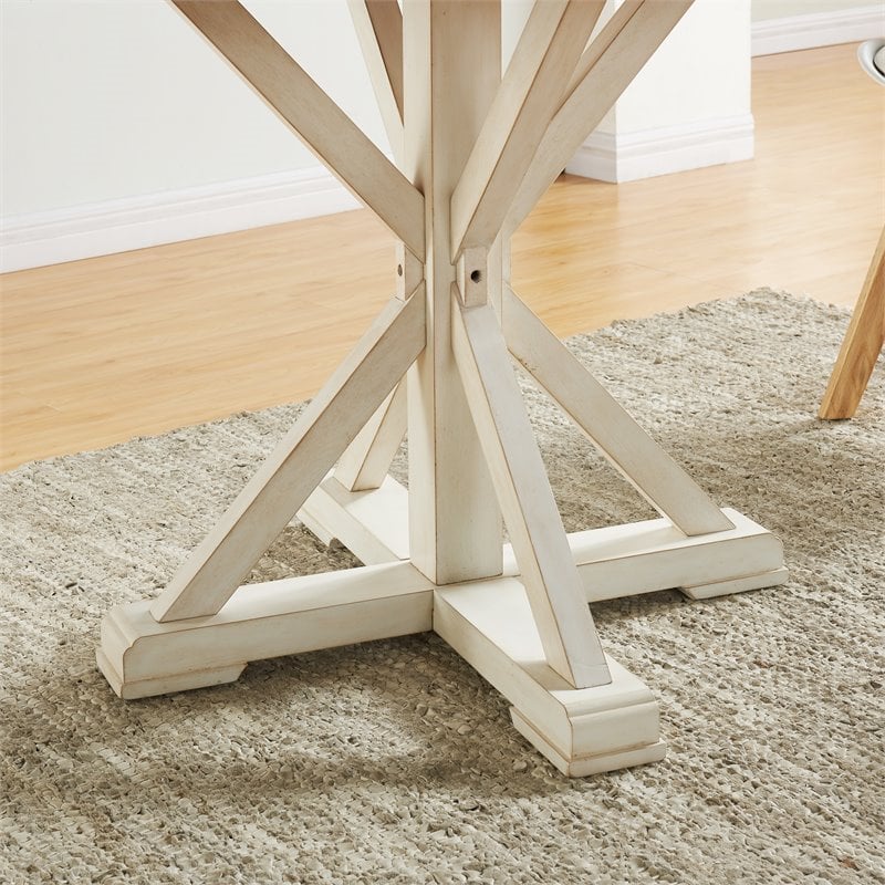 SEI Furniture Barrisdale Farmhouse Round Dining Table in Brown and White
