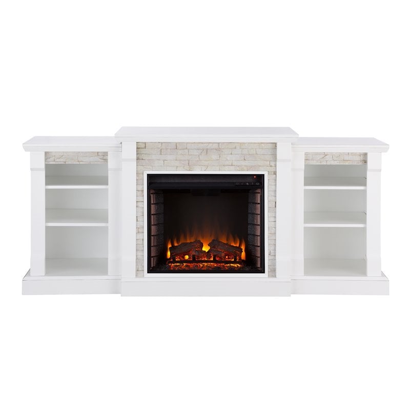 SEI Furniture Gallatin Traditional Electric Fireplace with Storage in White