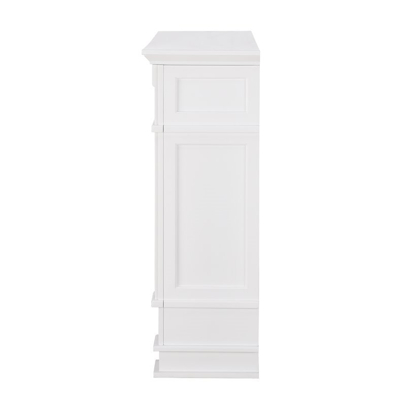SEI Furniture Highgate Faux Marble Electric Fireplace TV Stand in White