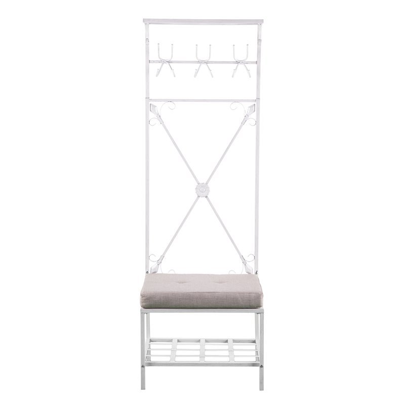 SEI Furniture Entryway Hall Tree in Distressed White