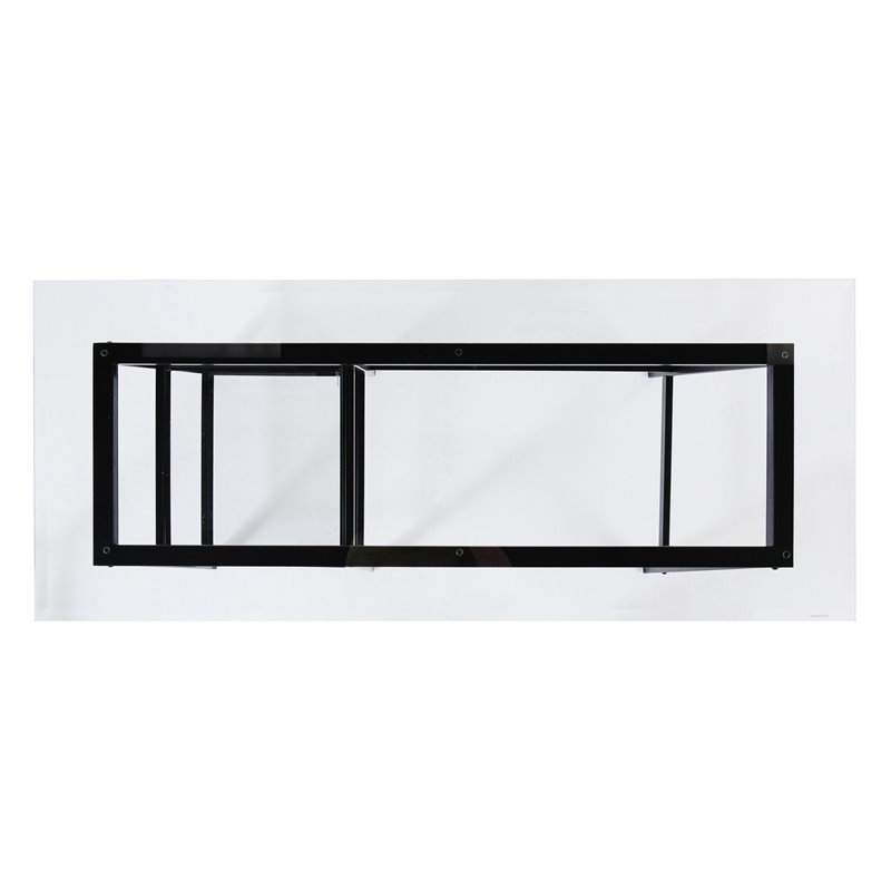 SEI Furniture Avery Glass Top Metal Writing Desk in Black