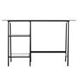 SEI Furniture Avery Glass Top Metal Writing Desk in Black