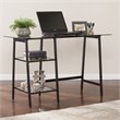 SEI Furniture Avery Glass Top Metal Writing Desk in Black