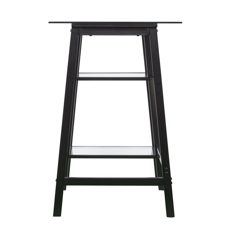SEI Furniture Avery Glass Top Metal Writing Desk in Black