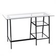 SEI Furniture Avery Glass Top Metal Writing Desk in Black