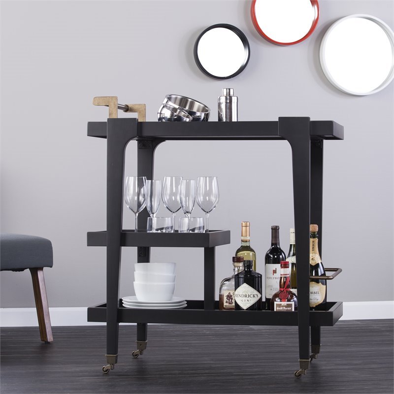 Holly and Martin Zhori Mid Century Modern Bar Cart in Black
