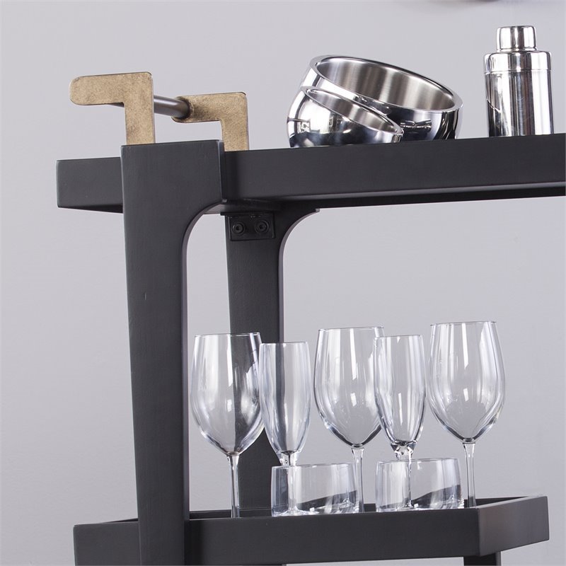 Holly and Martin Zhori Mid Century Modern Bar Cart in Black