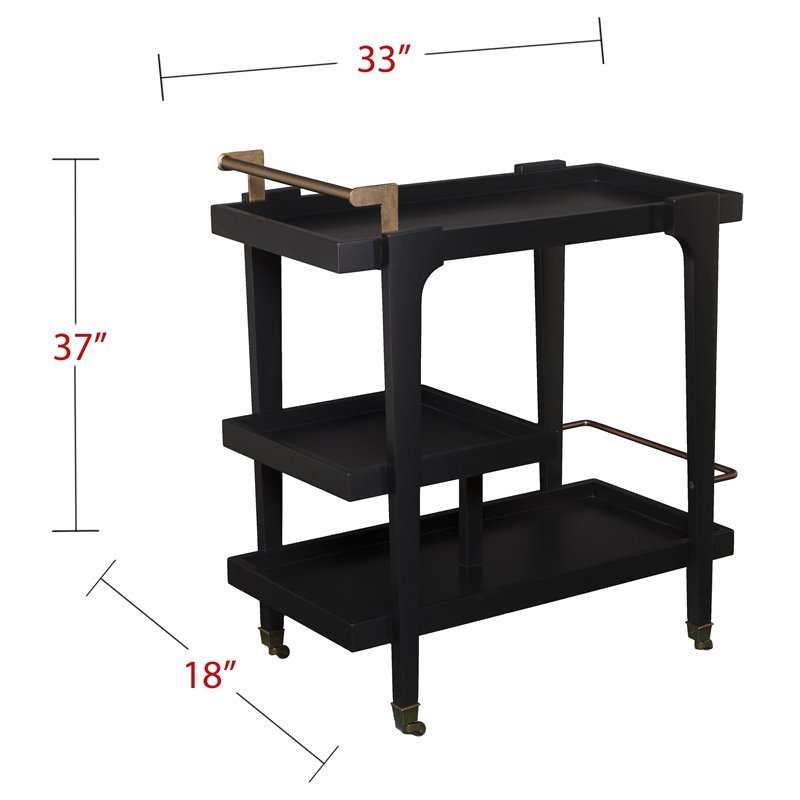 Holly and Martin Zhori Mid Century Modern Bar Cart in Black