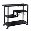 Holly and Martin Zephs Contemporary Bar Cart in Black with Smoked Mirror