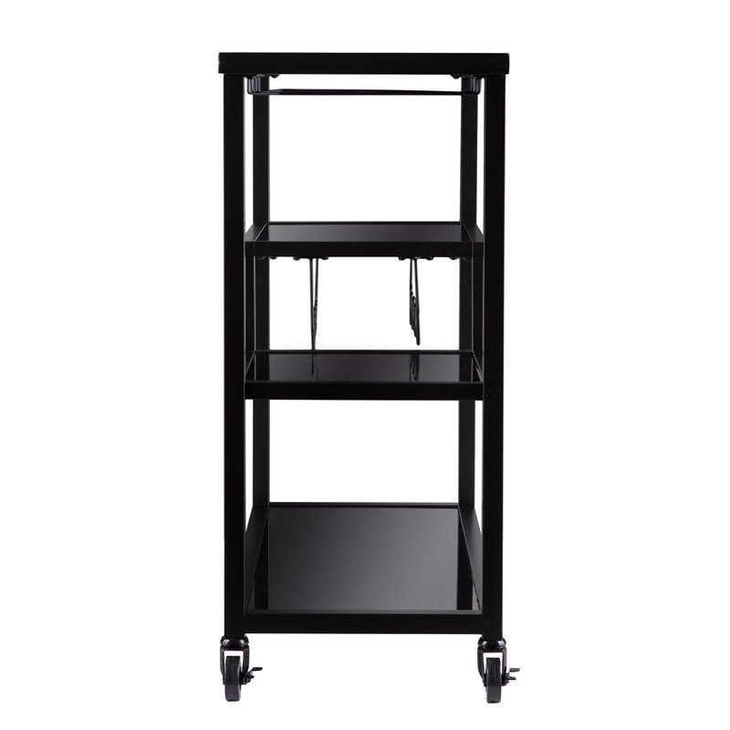 Holly and Martin Zephs Contemporary Bar Cart in Black with Smoked Mirror