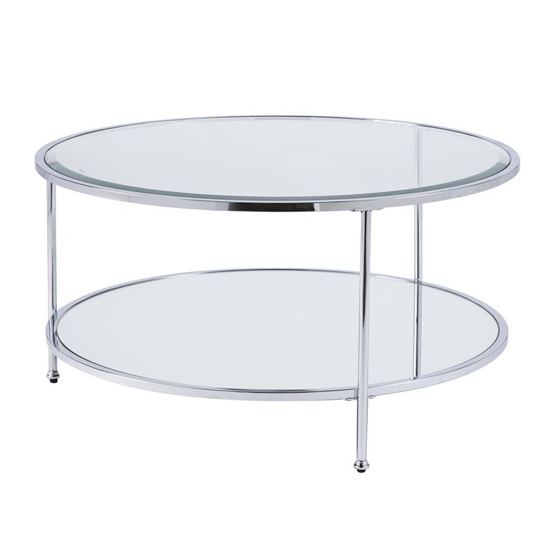 SEI Furniture Risa Glass Top Cocktail Table in Chrome Cymax Business