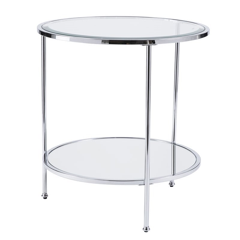 round glass and chrome end tables