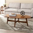SEI Furniture Rhoda Mid Century Modern Oval Coffee Table in Dark Sienna