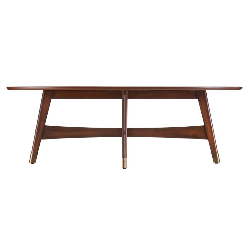 SEI Furniture Rhoda Mid Century Modern Oval Coffee Table in Dark Sienna
