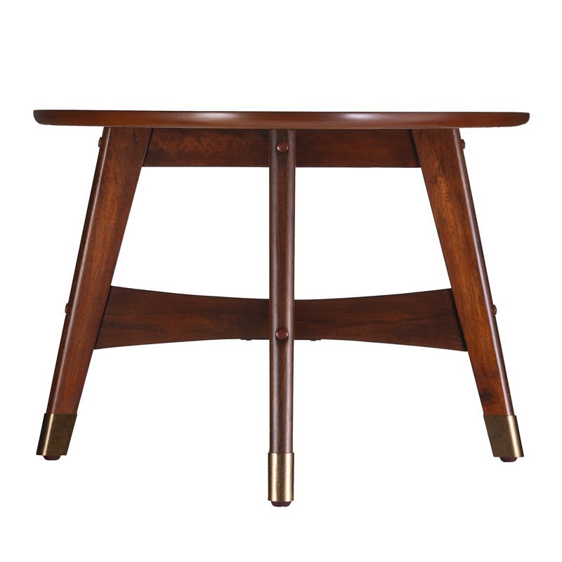 SEI Furniture Rhoda Mid Century Modern Oval Coffee Table in Dark Sienna