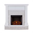 SEI Furniture Jacksdale Faux Stone Electric Fireplace TV Stand in White
