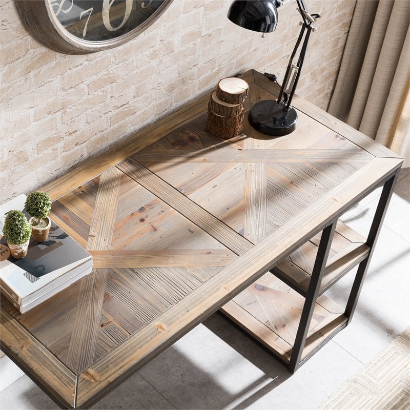 SEI Furniture Garviston Reclaimed Wood Writing Desk in Rustic Black