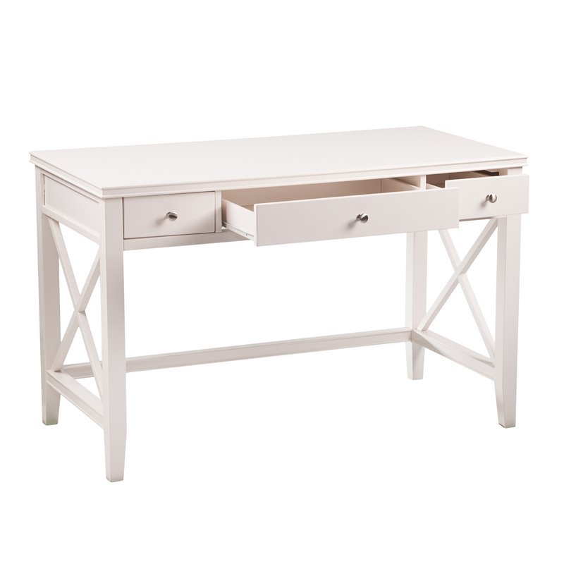 Southern Enterprises Larksmill Farmhouse Writing Desk in White HO2541