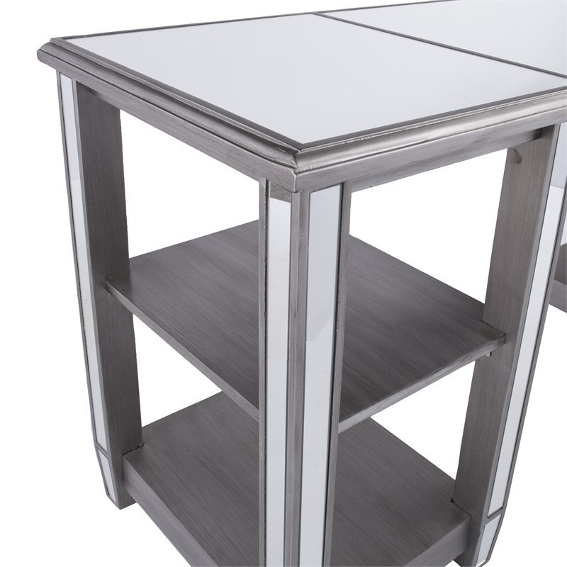 SEI Furniture Wedlyn Mirrored Writing Desk in Brushed Matte Silver