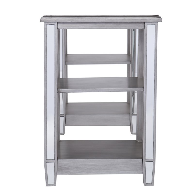 SEI Furniture Wedlyn Mirrored Writing Desk in Brushed Matte Silver