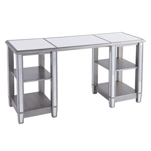 SEI Furniture Wedlyn Mirrored Writing Desk in Brushed Matte Silver