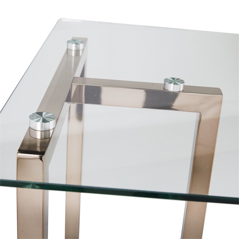 Holly and Martin Haxor Modern Glass Top Writing Desk in Champagne