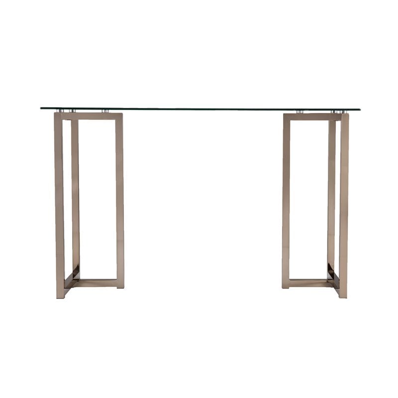 Holly and Martin Haxor Modern Glass Top Writing Desk in Champagne