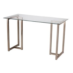 Holly and Martin Haxor Modern Glass Top Writing Desk in Champagne