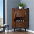 SEI Furniture Larson Mid Century Corner Bar Cabinet in Dark Tobacco