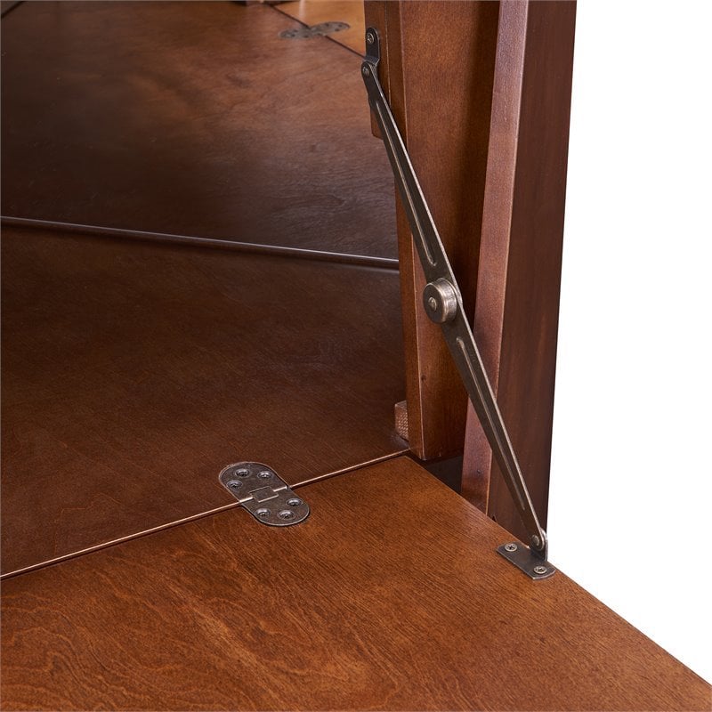 SEI Furniture Larson Mid Century Corner Bar Cabinet in Dark Tobacco