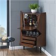 SEI Furniture Larson Mid Century Corner Bar Cabinet in Dark Tobacco