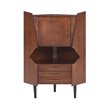 SEI Furniture Larson Mid Century Corner Bar Cabinet in Dark Tobacco