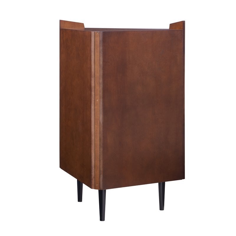 SEI Furniture Larson Mid Century Corner Bar Cabinet in Dark Tobacco