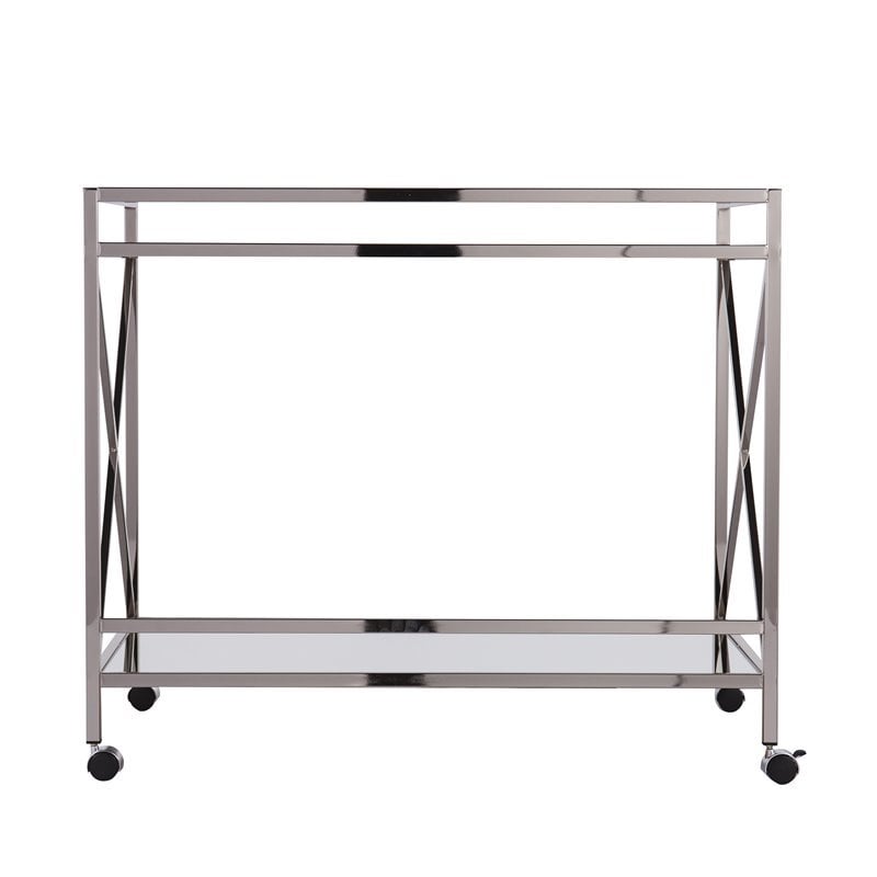 SEI Furniture Maxton Glam Bar Cart in Polished Silver