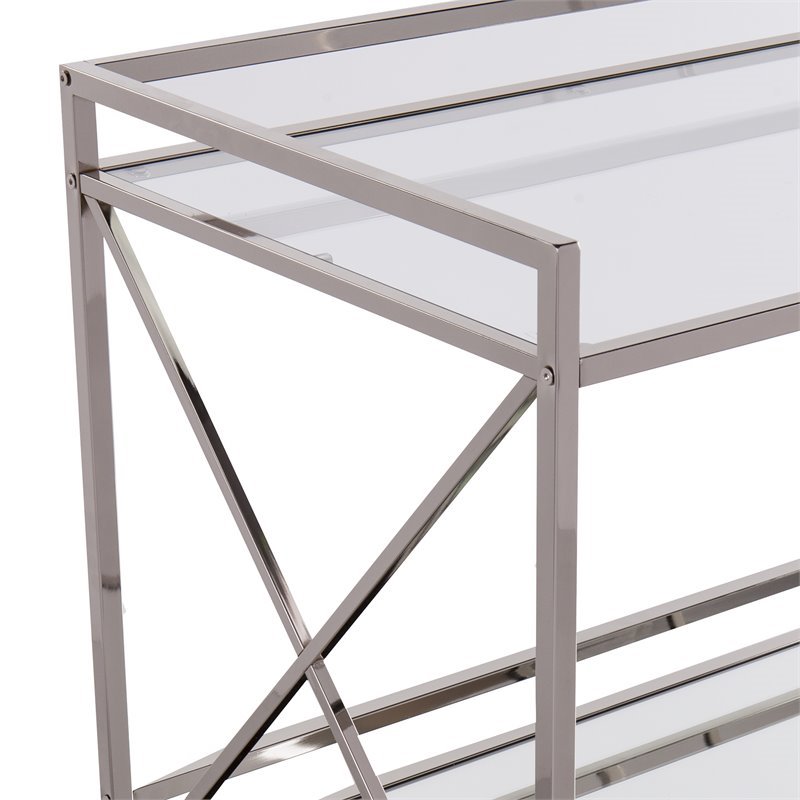 SEI Furniture Maxton Glam Bar Cart in Polished Silver