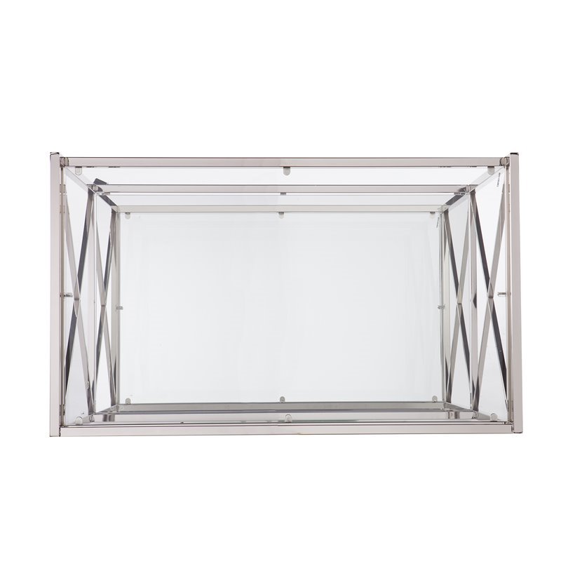 SEI Furniture Maxton Glam Bar Cart in Polished Silver