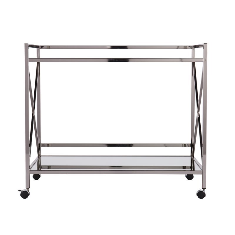 SEI Furniture Maxton Glam Bar Cart in Polished Silver