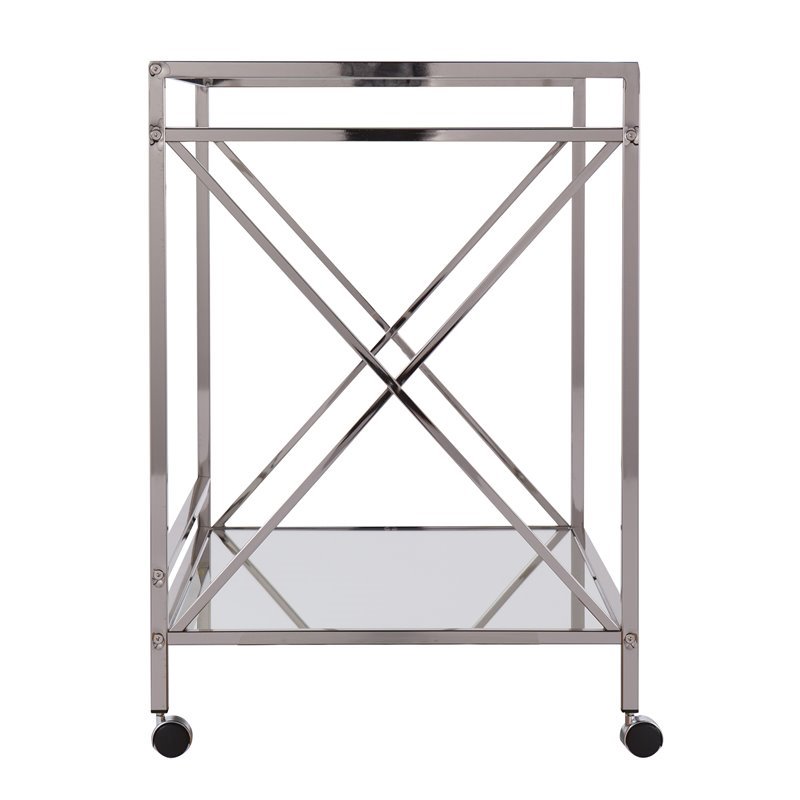 SEI Furniture Maxton Glam Bar Cart in Polished Silver