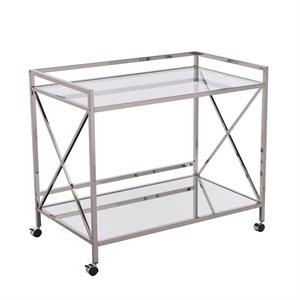 SEI Furniture Maxton Glam Bar Cart in Polished Silver