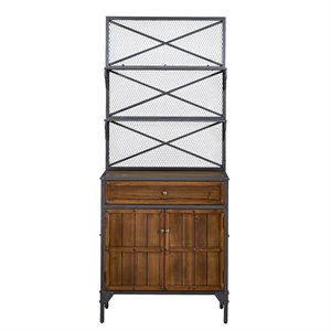 sei furniture bexfield 3 shelf bakers rack in gunmetal gray with storage